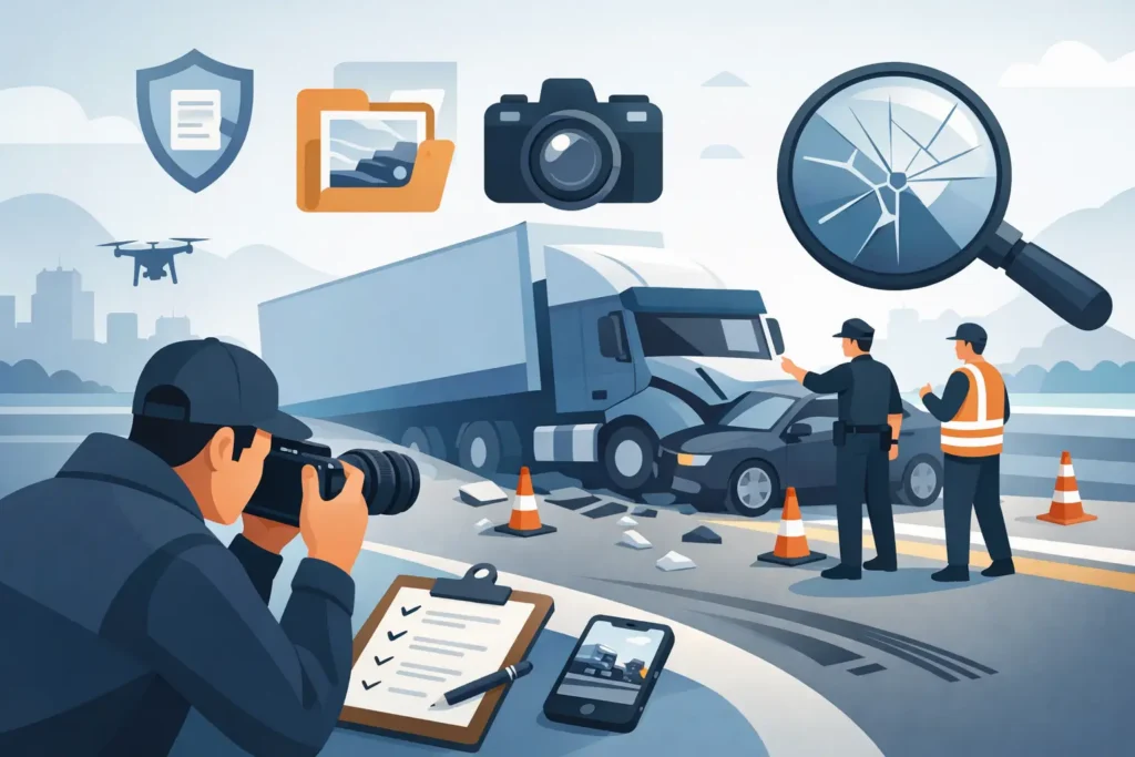 Cómo preservar evidencia de un accidente de camión