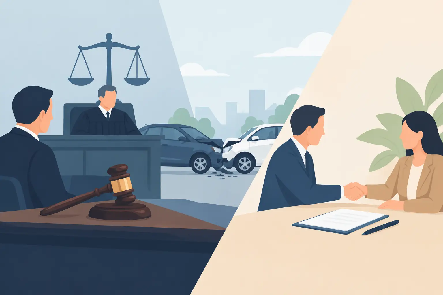 Juicio versus acuerdo después de un accidente
